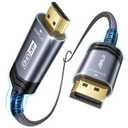 JSAUX DisplayPort to HDMI Cable 10FT, Uni Directional, DP Source to HDMI Display, UHD 1440P/2K@60Hz, 4K@30Hz, Nylon Cord for Desktops, Graphics Cards, and Laptops with Native DisplayPort Output (Grey)