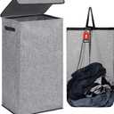 DOKEHOM 100L Laundry Basket with Lid and Removable Laundry Bags, Large Collapsible Laundry Hamper for Bedroom, Bathroom, Laundry Room, Colloge (Grey)