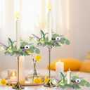 4 PCS Spring Flowers Taper Candle Rings Wreaths 1.38" Mini Spring Summer Floral Taper Candle Holder Wreaths Colorful Artificial Wildflowers Table Centerpieces Wreath for Church Home Wedding Decor