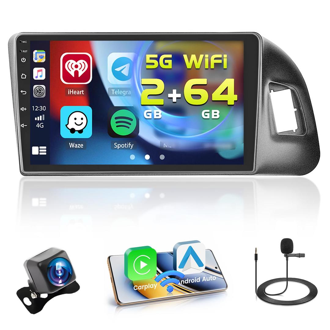2+64GB Android Car Stereo for Audi Q5 2010-2018 Wireless Carplay Android Auto, 9 Inch Touchscreen Car Radio GPS Navi WiFi Bluetooth Backup Camera FM RDS Radio EQ SWC