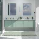 Yimobra Luxury Bathroom Rugs, Fluffy Bath Mats, Non Slip, Water Absorbent Microfiber, Machine Washable, Plush Runner Shower Rugs, Thick Matts for Bathroom Floor&Tub, 70"x 24", Light Green and White