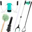 Domensi 6 Pcs Total Hip Kit with Leg Lifter Hip Back Knee Replacement Recovery Aid for Seniors Pregnant 32'' Foldable Grabber Sock Assist Device No Bending Shoe Horn Dressing Stick Bath Sponge (Green)