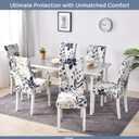 Chair Covers for Dining Chairs Set of 6, Stretchy Soft Parson Chair Covers Removable Washable Kitchen Dining Room Chair Slipcovers with Elastic for Universal Fit (Flowers Beige III)