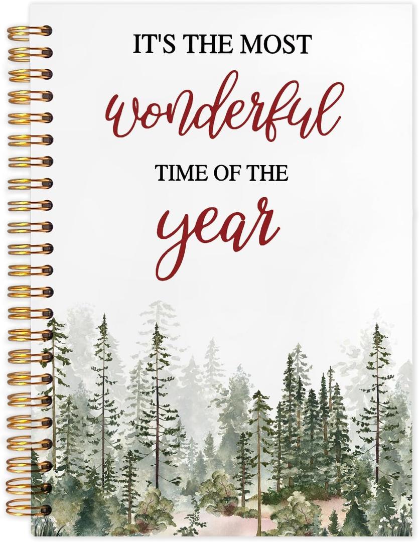 Forest Christmas Spiral Notebook, Christmas Winter Journal for School Office Supplies, Pine Tree Xmas Holiday Hardcover Journal 5.5x8.3 Inch
