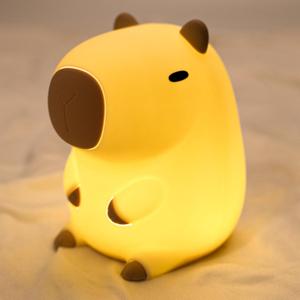 UNEEDE Cute Capybara Night Light, Novelty Animal Silicone Nursery Night Light Rechargeable Table Bedside Lamp with Touch Sensor for Bedroom Living Room Squishy Capybara Stuff Boys Girls Gifts