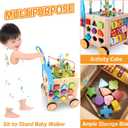 9-in-1 Wooden Activity Cube Walker for 1 Year Old, Sit-to-Stand Push Walker