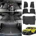 Cargo Mats for 2021-2025 Jeep Wrangler JL 4XE Floor Liners with Trunk Mat All Weather TPE Protector Rear Floor Trunk Liners for 2021 2022 2023 2024 2025 Wrangler JL 4XE 4 Door Accessories