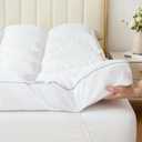 Memory Foam Mattress Topper Queen, 3 Inch Extra Thick Shredded Foam, 100% Cotton Mattress Pad Cover, Breathable & Skin-Friendly Queen Size Mattress Topper for Back Pain Relief