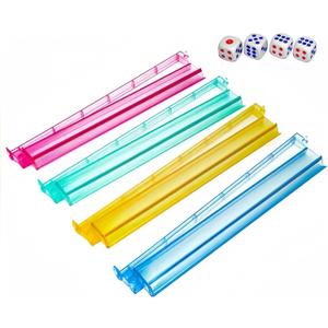 Premium Acrylic Mahjong Racks with Pushers  Set of 4 Colorful Mahjong Stands with Dice | Durable, Easy-Carry Design for American Mahjong Lovers