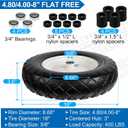 4.80/4.00-8" Flat Free Wheelbarrow Tires and Wheels, 16" Universal Fit Solid Tires with 5/8" or 3/4" Bearing, 3"-7" Hub, Adapter Kit Hand Truck Wheels Replacement for Garden Trailer, Wagons, 2 PCS