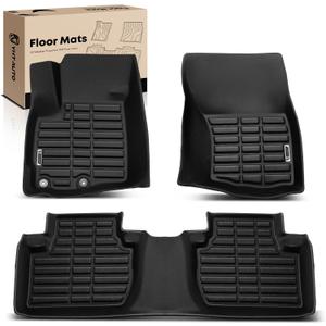 YHTAUTO Floor Mats Compatible with Mitsubishi Outlander 2011-2020, Outlander Sport 2011-2015, All Weather Custom Fit TPE Car Floor Liners, 1st & 2nd Row, Set of 3