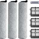 Roller Brush and Filter Replacement Compatible with Tineco iFloor 3/ Floor One S3 Cordless Vacuum Cleaner, Replacement Parts Include 3 Brush Rollers, 3 Filters