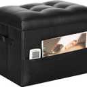 BelugaHelper Storage Ottoman Foot Rest with Thicker Foam Padded Seat, Black, 17"D x 13"W x 13"H