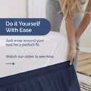 Wrap Around Dust Ruffle Bed Skirt - Navy Blue - for Queen Size Beds with 15 Inch Drop - Elastic Strap - Adjustable Pleated Bedskirt with Brushed Fabric and Wrinkle Free - for Women, Men, Kids & Teens