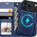 OCASE for iPhone 17 Pro Detachable Wallet Case with Card Holder, 2 in 1 PU Leather Flip Folio with RFID Blocking Stand Wrist Strap Shockproof Phone Cover 6.3 Inch 2025, Blue