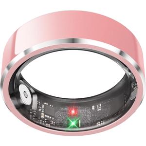 Smart Ring for Women,Fitness & Activity Tracker with Blood Pressure/Heart Rate Monitor, Sleep Tracker, Step Counter, IP68 Waterproof Ring for iOS & Android, Fast Charge, No Subscription (Pink,Size8)