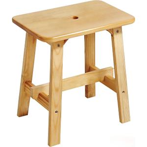 Lestar Solid Wood Stool, Small Wooden Stool Rectangle, Vanity Stool for Living Room Bathroom