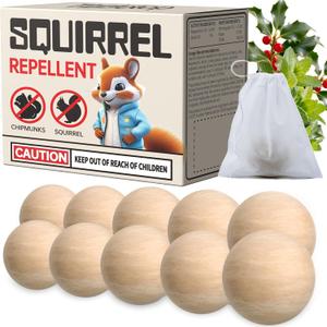 Squirrel Repellent, Natural Squirrel Deterrent for Plants, Attic & Bird Feeders, Safe for Kids & Pets, Helps Keep Squirrels Chipmunk Away from Yard & Garden 10 Balls