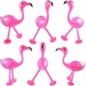 Yaomiao Inflatable Pink Flamingo Summer Beach Luau Birthday Party Accessories for Outdoor Indoor Hawaiian Party Decoration (6 Pieces)