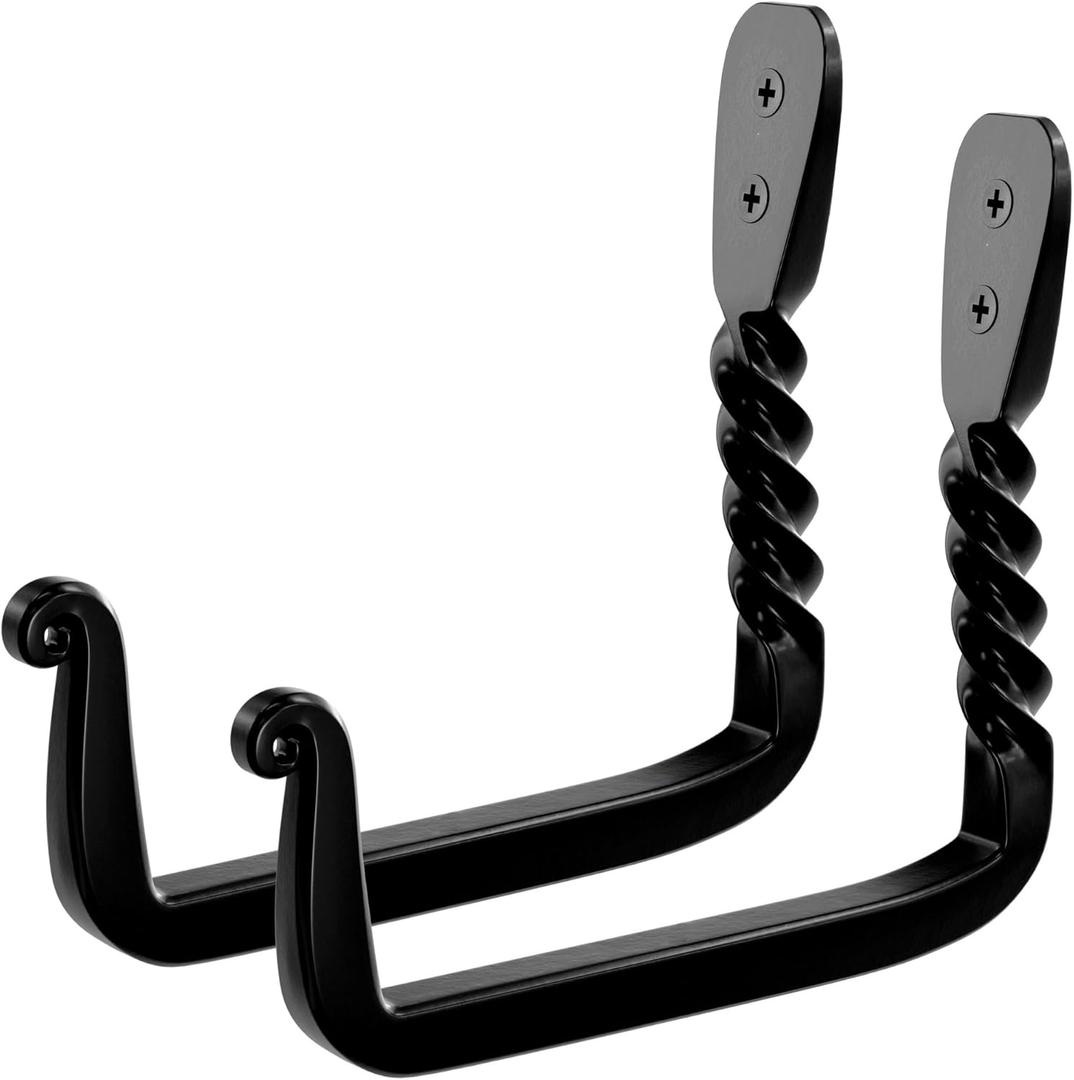 Unique Hand Crafted Pair of 2 Wall Hooks. Real Heavy Duty 50kgs Tested Wall Hooks for Garage, Garden Wheel Barrow, Heavy ladders, Bicycles