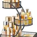 HBlife Makeup Organizer for Vanity, 3 Tier Metal Bathroom Countertop Organizers Skin Care Storage, Bathroom Counter Shelf Skincare Holder Perfume Cosmetic Display, Black