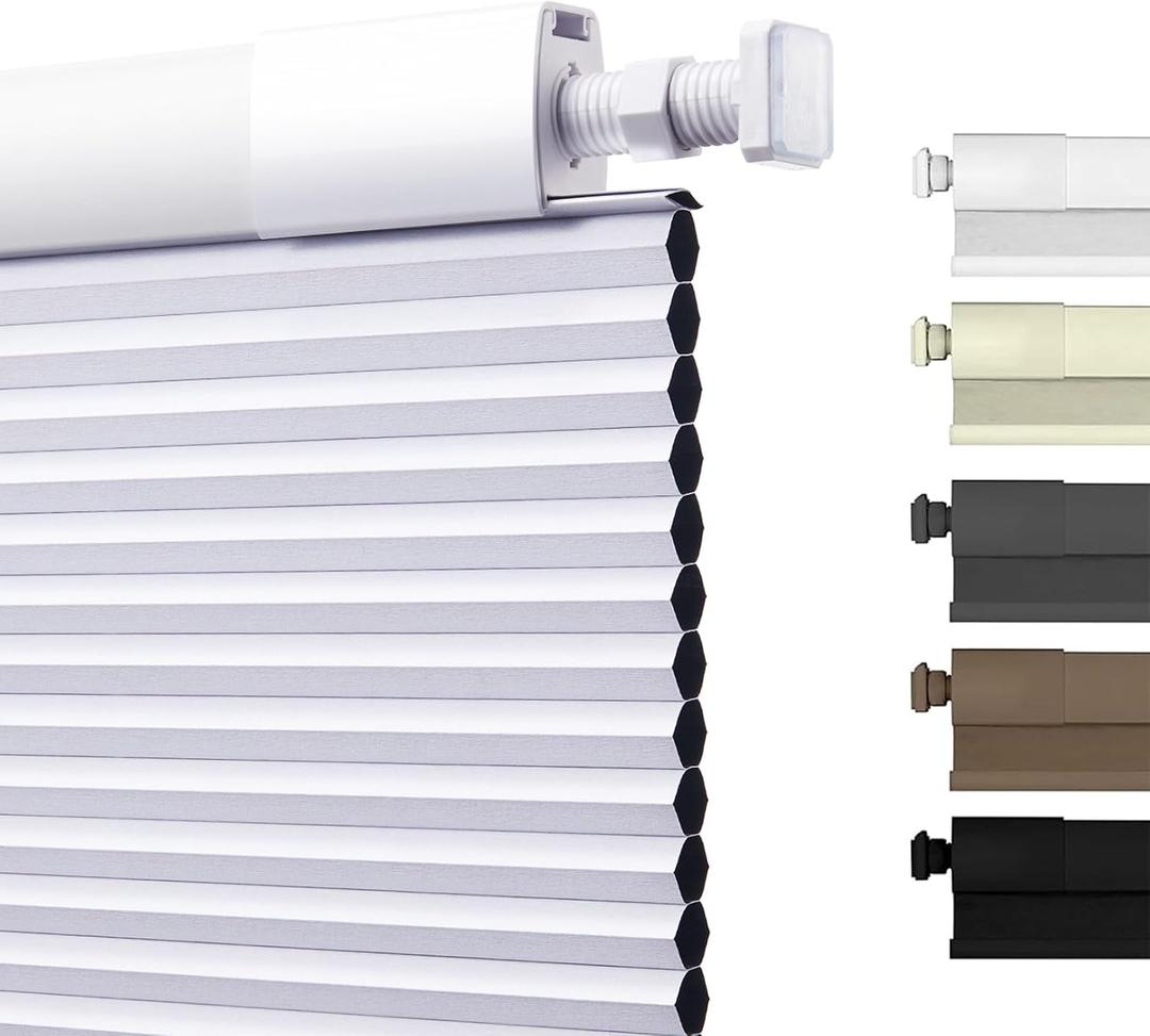 No Drill No Tools Blackout Window Cover,Cordless Honeycomb Blinds,Window Blinds Blinds for Indoor Windows,Easy to Install Cellular Shade,Blackout White,31" W x 72" H