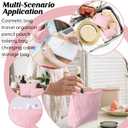 Huhumy 2 Pcs Makeup Bag Set Cute Cosmetic Pouch for Women Seersucker Travel Toiletry Bag Preppy Small Makeup Purse Pouch Aesthetic Skincare Brushes Storage Organizer for Valentine Women(Rose Pink)