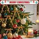 24 Pcs Velvet Christmas Tree Bows,Rustic Crafts Gift Velvet Ribbon Bows Twist Tie Bows for Xmas Wreaths Garland Gift Wrapping Wedding Decor (3/8'' Wide, 5 * 7 inch) (Khaki, Medium)