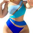 Swmmer Liket Women's Sexy One Piece Bathing Suits One Shoulder Swimsuits Mesh Swimwear Slimming Monokini M
