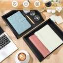 Beeveer 2 Pcs Wooden Letter Tray Wood Letter-Size Desk Organizer Heavy Duty 2 Tier Stackable Support Paper Tray Desktop Drawer File Folder Magazine Office Accessories Back to School(Black)