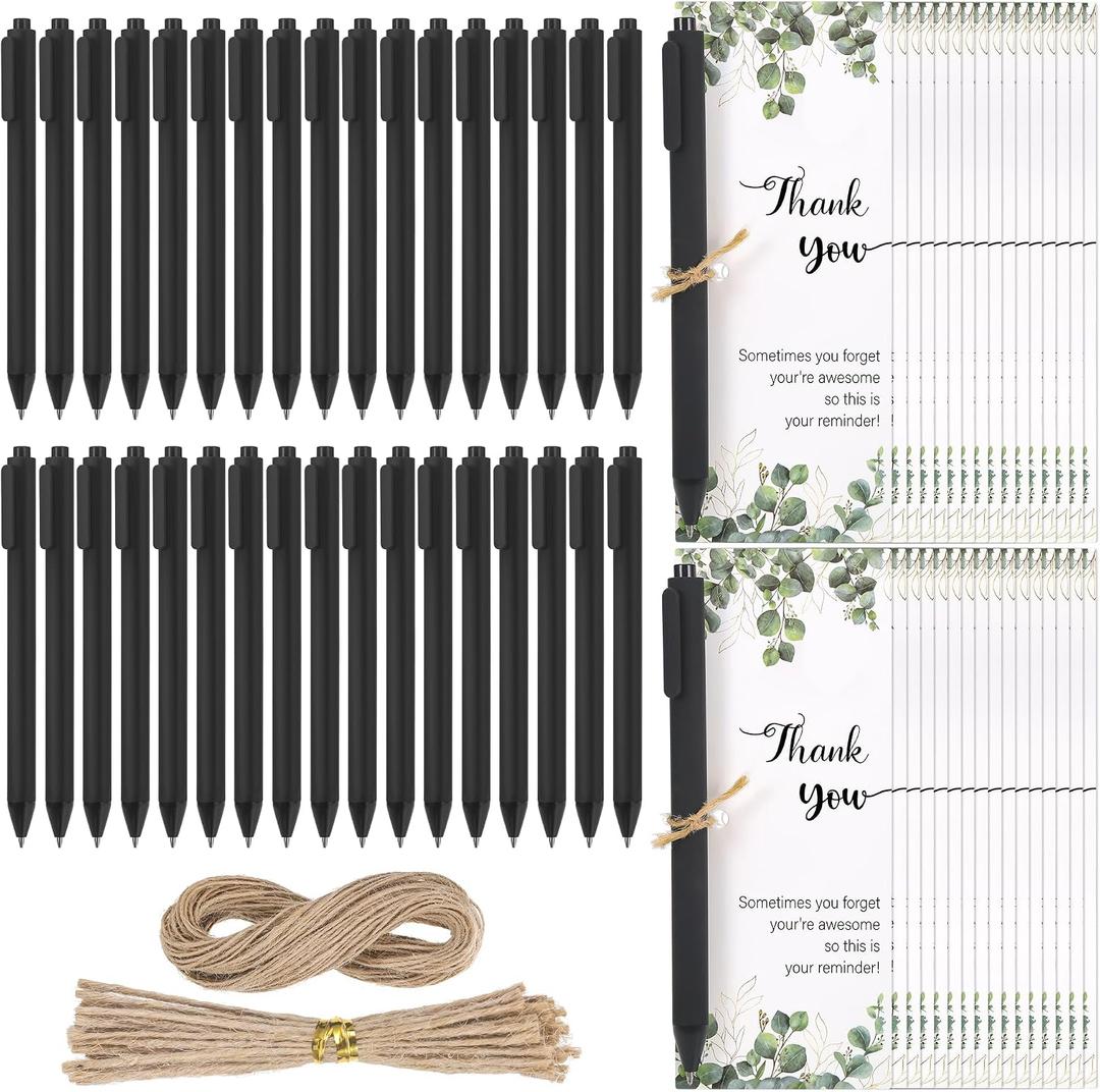 JIANTA 36 Sets Employee Appreciation Gifts Pens, Thank You Gifts Retractable Ballpoint Pen with Greeting Card, Team Inspirational Ballpoint Pen for Teacher Coworker Student Volunteer Nurse (Black)