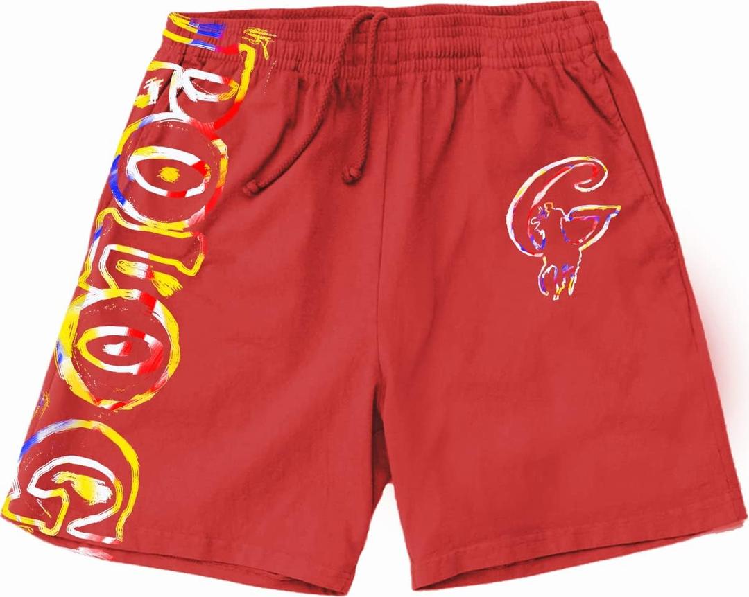 Unisex-Adult Painted Shorts (Red, M)