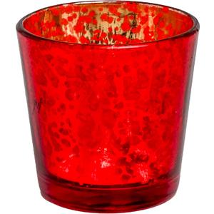 Decorative Votive Tealight Candle Holder, 2.5 Inch Mercury Glass, Red