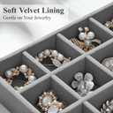 Velvet Jewelry Drawer Organizer Trays Large Grey Stackable Jewelry Storage Inserts Set, 4-Layer Jewelry Tray Set for Earrings, Rings, Necklaces, Bracelets with Removable Dividers for Dresser, Vanity