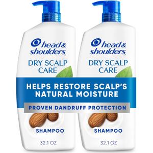 Head & Shoulders Anti-Dandruff Shampoo with 1% Pyrithione Zinc, Dry Scalp Care Shampoo Twin Pack, and Almond Oil for Itch and Dryness Relief, 32.1 fl oz Each