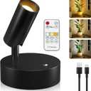 Kimjo Spot Lights Indoor, Wireless LED Spotlight, Uplighting Indoor with Remote and Dimmable, Accent Lighting for Plants, Picture, Battery Operated Wall Light (1 Pack, Black-1)