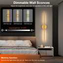 Tartek Battery Operated Wall Sconces Set of Two, Rechargeable Wall Lights with Remote Control, Dimmable 3000K-6000K LED Wall Lamp, 360Rotate, Long Wireless Sconces for Living Room, Bedroom