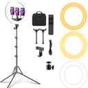18 Inch LED Ring Light with 70" Tripod, Professional 3000K-6000K Adjustable Brightness & Color Temperature, 55W CRI95, with Phone Holder for Live Streaming, YouTube, TikTok, Photography, Makeup