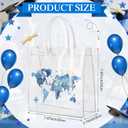 Shinylin 24 Pcs Blue Graduation Plastic Gift Bags with Handles PVC Reusable Treat Bags Goody Candy Snack Treat Gift Tote Bag for Graduation Party Favor