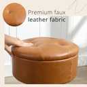 LUE BONA 360Swivel Vanity Stool Chair for Makeup Room, Height Adjustable Stool for Vanity with Storage, Small Whiskey Brown Faux Leather for Bathroom, Living Room