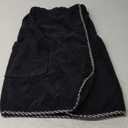 Women Bath Wrap Towel Robe after Shower Knee Length Spa Towels for Body Adjustable Snap Closure Black S-M