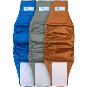 Paw Inspired Ultra Protection Washable Male Wraps, Reusable Belly Bands (3 Count, Small) Assorted color (Assorted (White Lining))