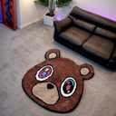 Graduation Bear Rug - Hypebeast Room Decor, Ultra-Soft Hypebeast Rugs with TPR Non-Slip Backing, Trendy Cloud-Like Plush Cute Carpet, Cool Rugs for Bedroom & Man Cave (28"x28")