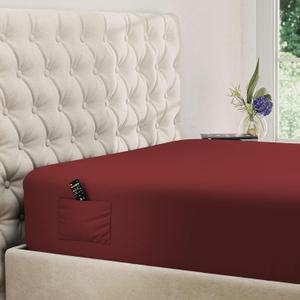 DREAMCARE King Fitted Sheet - Extra Deep Pocket Fitted Sheet - Fits up to 21 inch Mattress - Deep Pocket King Sheets - Hotel Luxury - Oeko-Tex Certified Sheets - 1 Fitted Sheet Only (Burgundy)