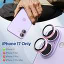 Xfilm for iPhone 17 Camera Lens Protector 16-Facet, Individual Metal with 9H Hardness, Scratch-Proof Camera Screen Protector, Stylish Accessories, Case Friendly (Pink)