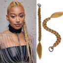 Long Braided Ponytail Extension for Black Women Soft Synthetic Hair Piece with Hair Tie Straight Wrap Around Ponytail Braided Hair Extensions pre Stretched 24 Inch 2 Packs 120 Gram (Blonde)