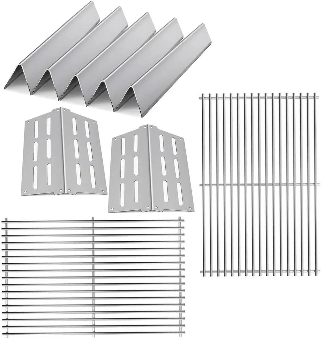 7524 Grill Grates with 17.5 inch flavorizer bar and Heat Deflector Replacement for Weber Genesis Grill Parts 300 Series E-310 E-320 E-330 S-310 S-320 S-330 EP-320 ESP-310 ESP-320 Gas Grills