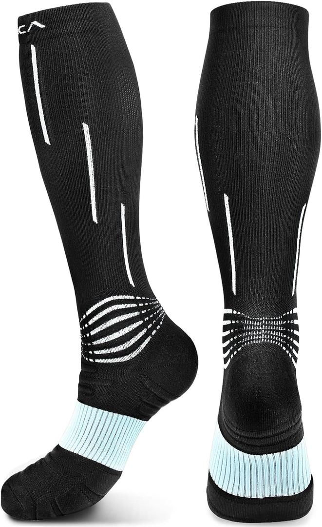 NEENCA Compression Socks, Medical Athletic Calf Socks for Injury Recovery & Pain Relief, Sports Protection1 Pair, 20-30 mmhg (Small, Black Blue)