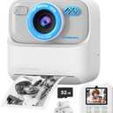 Kids Instant Digital Cameras for Boys and Girls, 1080P HD Dual-Lens Selfie Digital Camera with Print Paper & 32G Card, Christmas Birthday Gifts Toys for Toddler and Teenagers Age 3-16 Years Old (White)