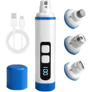 2026 Upgraded Dog Nail Grinder Quiet with LED Light & Low Noise - 3-Speed, 3-Port Professional Dog Nail Trimmer Dogs & Cats, Cordless & Rechargeable